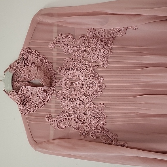 Ted Baker London Cailley Pink Embroidered Longsleeve Blouse Size 3/ 8 - Picture 5 of 16
